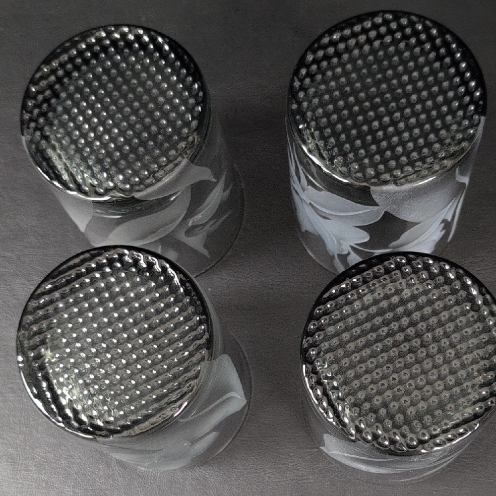 Set of 4 Gray Etched Orchid Drinkware - Picture 3 of 3